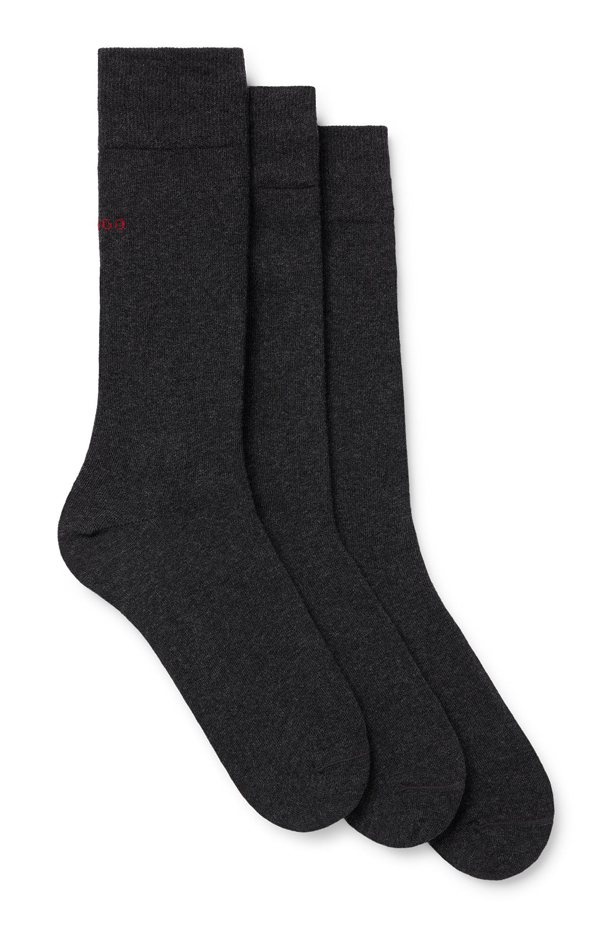 Triple-pack of regular-length socks in a cotton blend, Grey