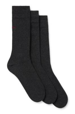 Hugo Boss Triple-pack Of Regular-length Socks In A Cotton Blend In Gray