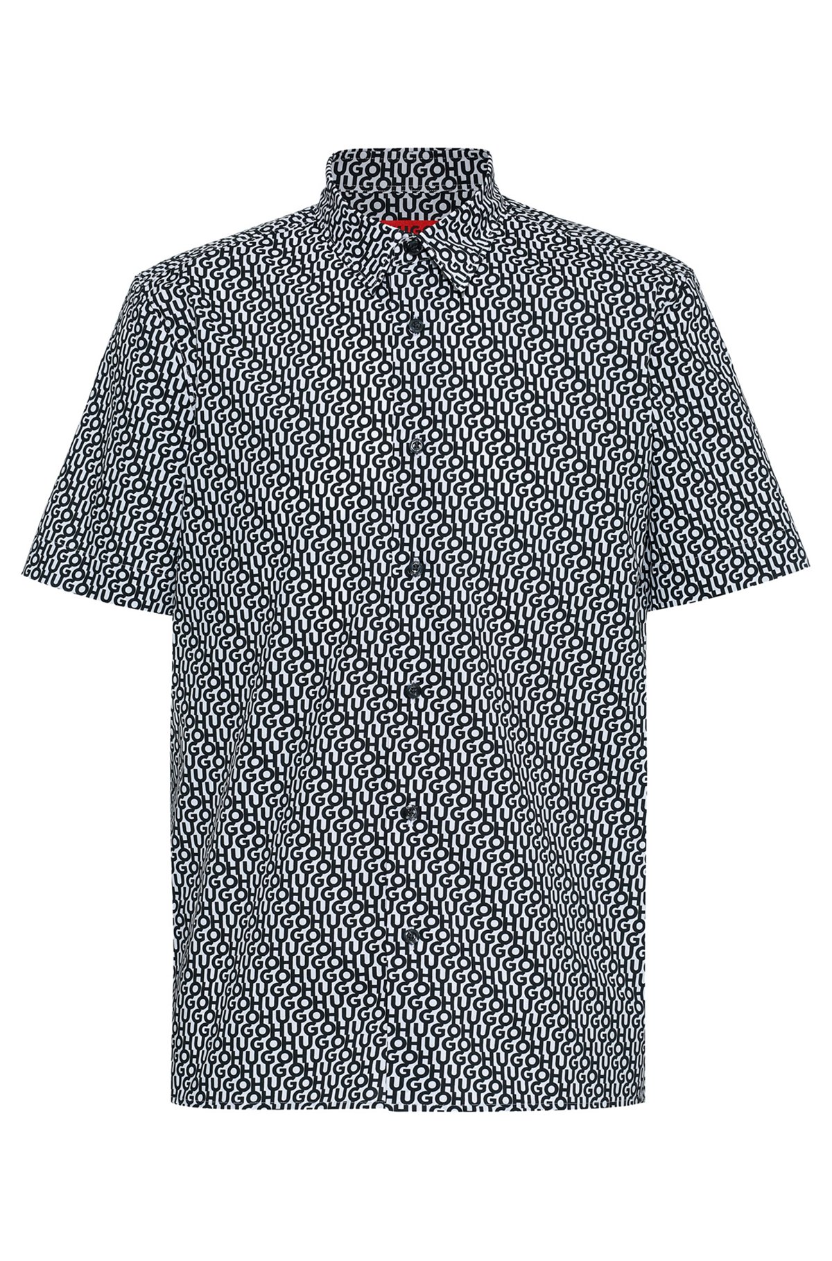 Camicia relaxed fit in cotone manocarta con logo stampato, Blu scuro