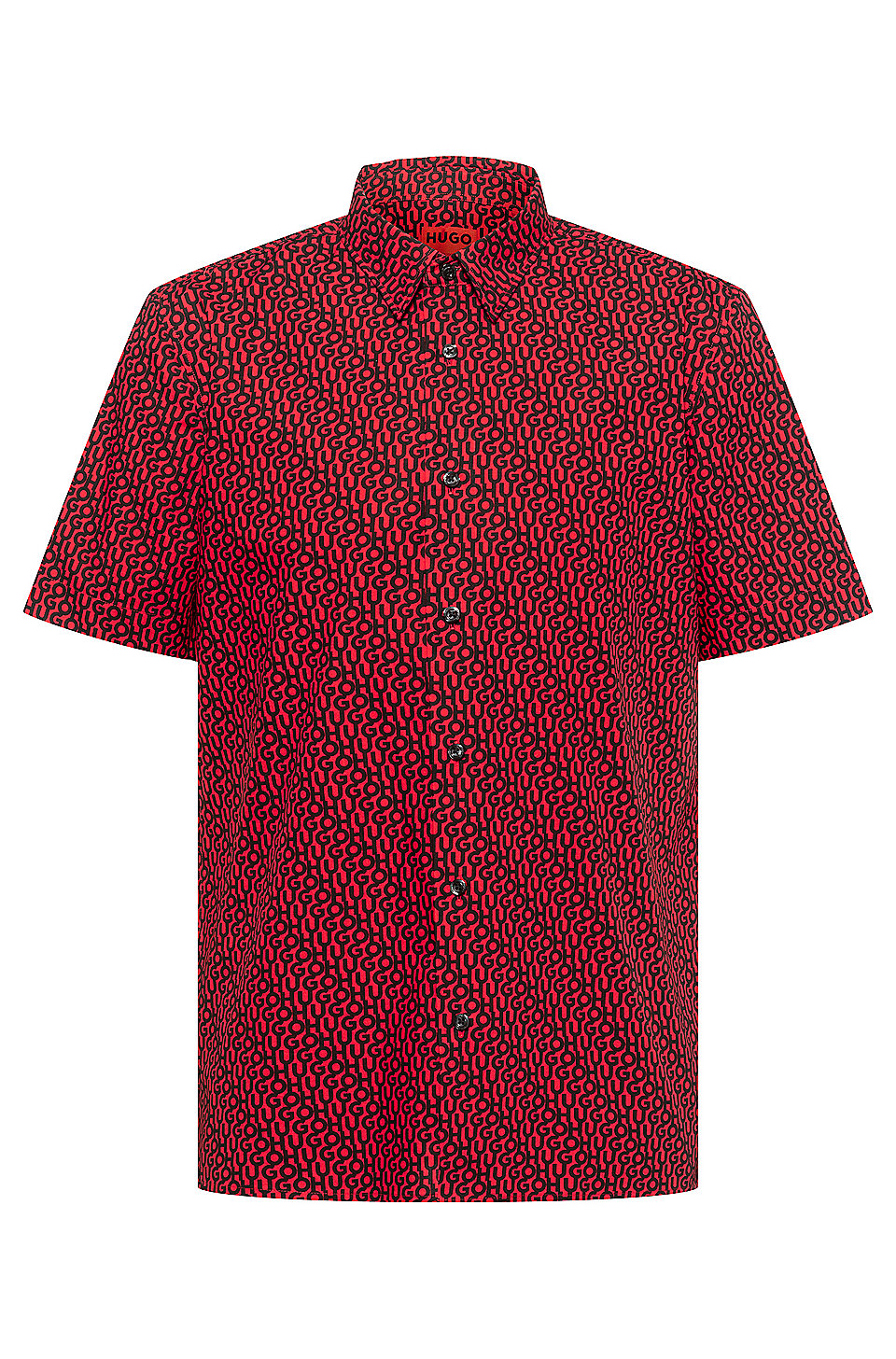 HUGO - Relaxed-fit shirt in logo-print paper-touch cotton