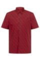 Relaxed-fit shirt in logo-print paper-touch cotton, Red