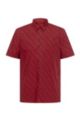 Relaxed-fit shirt in logo-print paper-touch cotton, Red