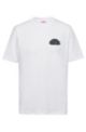 Organic-cotton relaxed-fit T-shirt with car graphics, White