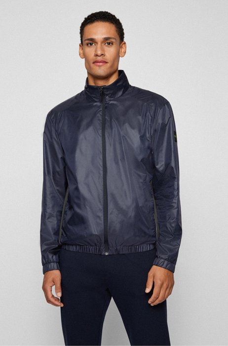 Zip-up jacket in water-repellent recycled fabric, Dark Blue