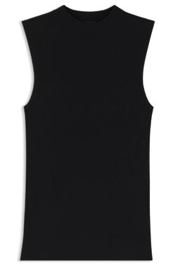 Ribbed-knit top with mock neckline