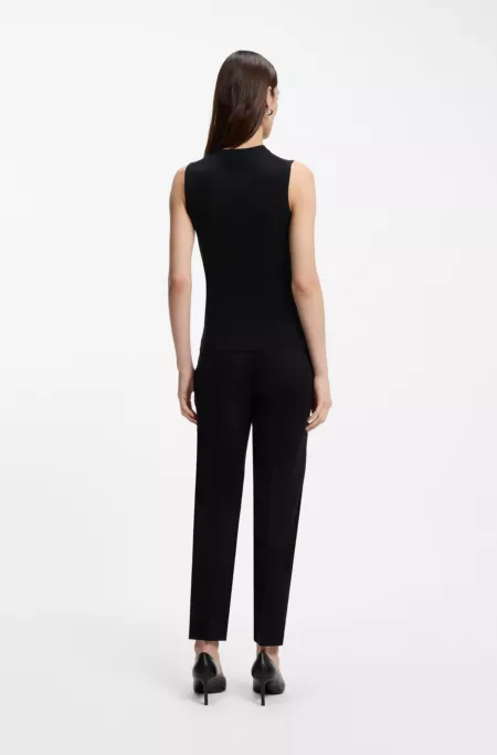 Ribbed-knit top with mock neckline