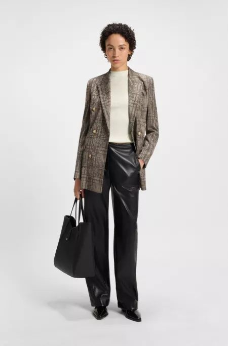 Sleeveless mock-neck top in ribbed fabric