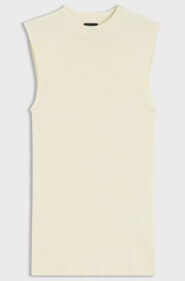 Ribbed-knit top with mock neckline, Light Yellow