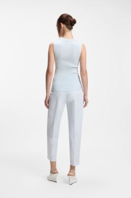 Ribbed-knit top with mock neckline, Light Blue