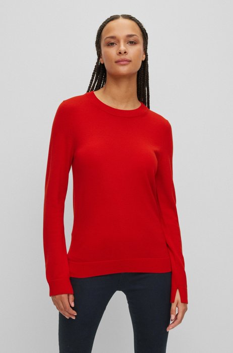 Crew-neck sweater in virgin wool, Red