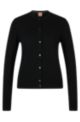 Crew-neck button-up cardigan in virgin wool, Black