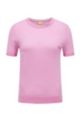 Knitted short-sleeved sweater in virgin wool, Pink