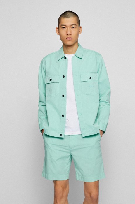 Oversized-fit overshirt in heavyweight cotton twill, Light Green