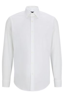 BOSS - Regular-fit shirt in easy-iron stretch-cotton poplin