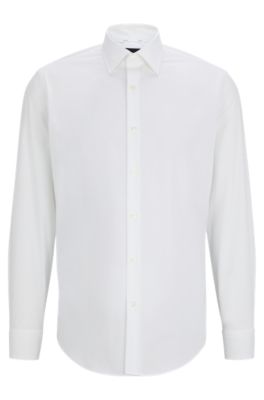 BOSS Regular fit shirt in easy iron stretch cotton poplin