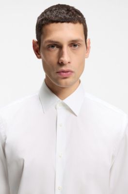 Chemise Regular Fit &agrave; rayures en popeline de coton stretch facile &agrave; repasser, Blanc