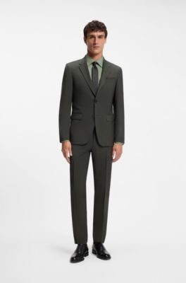 Regular-fit shirt in easy-iron stretch-cotton poplin, Light Green