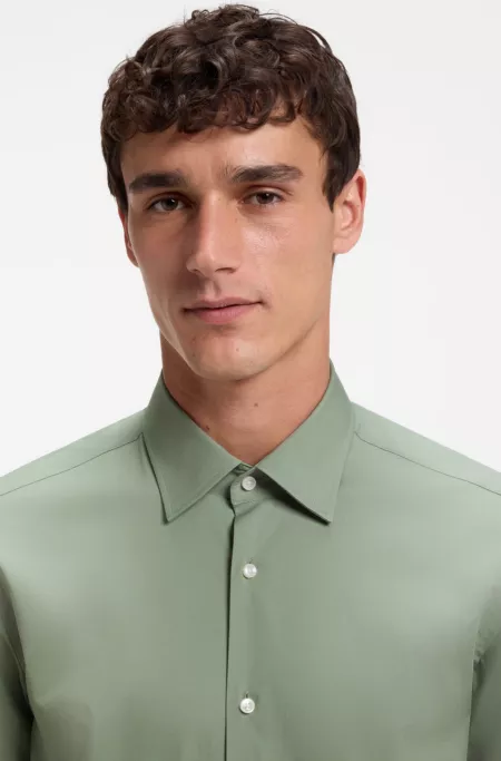 Chemise Regular Fit à rayures en popeline de coton stretch facile à repasser