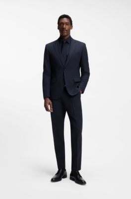 Chemise Regular Fit &agrave; rayures en popeline de coton stretch facile &agrave; repasser, Bleu fonc&eacute;