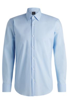 BOSS - Regular-fit shirt in easy-iron stretch-cotton poplin