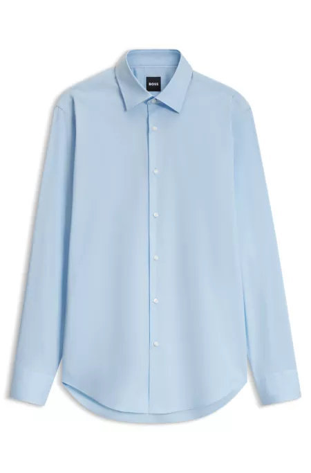 Regular-fit shirt in easy-iron stretch-cotton poplin