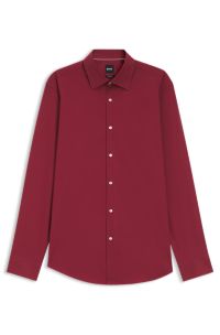 Regular-fit shirt in easy-iron stretch-cotton poplin, Light Red