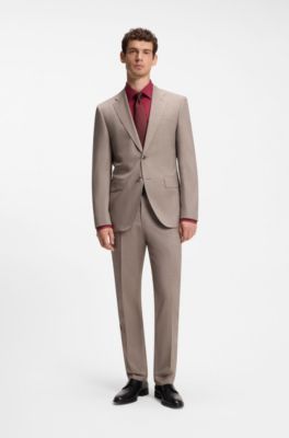 Regular-fit shirt in easy-iron stretch-cotton poplin, Light Red