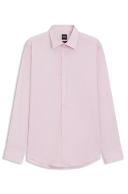 Regular-fit shirt in easy-iron stretch-cotton poplin, light pink