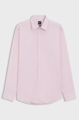 Chemise Regular Fit &agrave; rayures en popeline de coton stretch facile &agrave; repasser, Rose clair