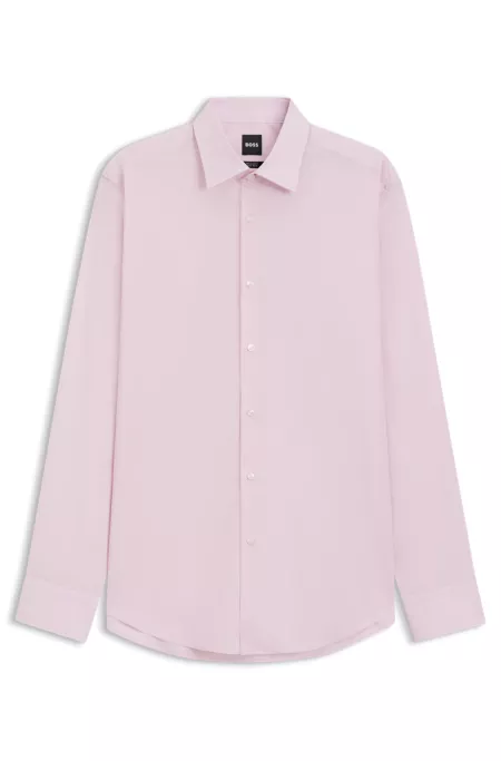 Camisa regular fit en popelín de algodón elástico de planchado fácil