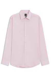 Chemise Regular Fit &agrave; rayures en popeline de coton stretch facile &agrave; repasser, Rose clair