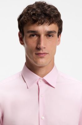 Regular-fit shirt in easy-iron stretch-cotton poplin, Light Pink