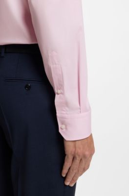 Regular-fit shirt in easy-iron stretch-cotton poplin, Light Pink