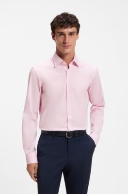 Regular-fit shirt in easy-iron stretch-cotton poplin, Light Pink