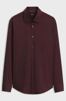 Regular-fit stretch-cotton shirt, Brown