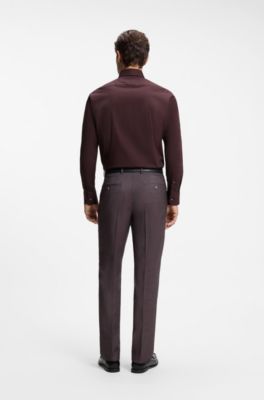 Regular-fit stretch-cotton shirt, Brown