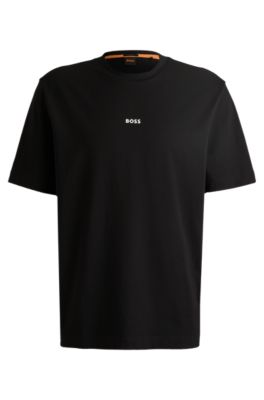 BOSS Relaxed fit T shirt in stretch cotton with logo print