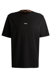 Relaxed-fit T-shirt van stretchkatoen met logoprint, Zwart