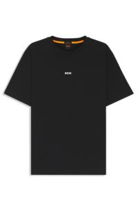 T-shirt in cotone elasticizzato con logo stampato, Nero