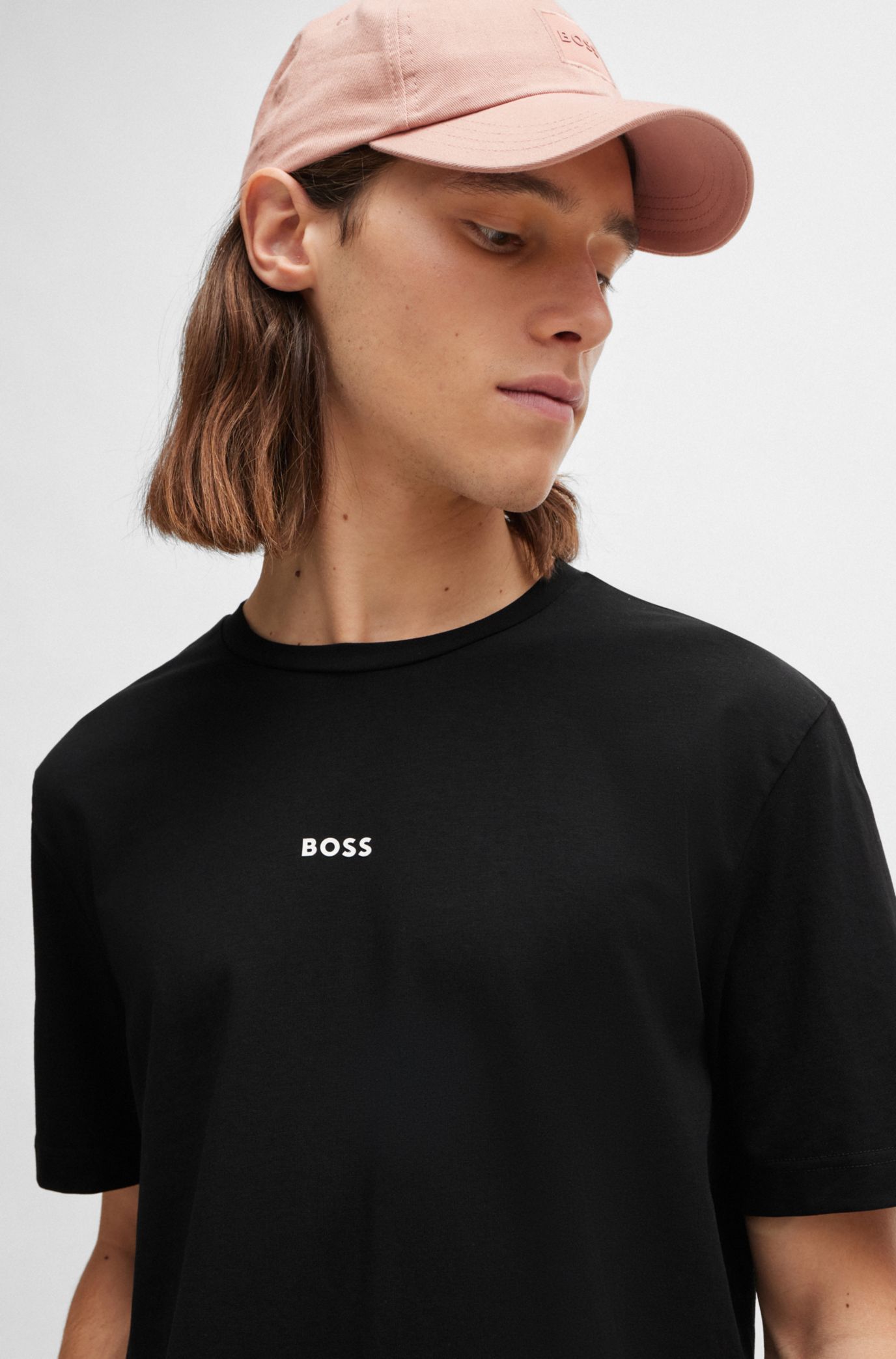 BOSS - Relaxed-fit T-shirt in stretch cotton with logo print