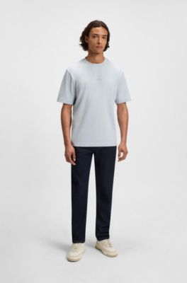 Camiseta de algod&oacute;n el&aacute;stico con logo en contraste, Gris claro