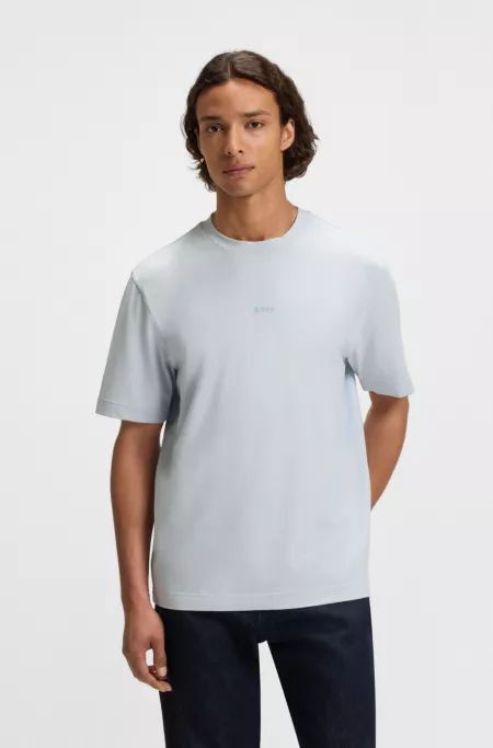T-shirt en coton stretch avec logo contrastant