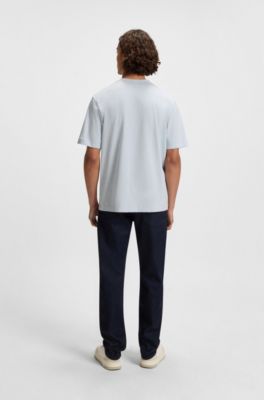 Camiseta de algod&oacute;n el&aacute;stico con logo en contraste, Gris claro