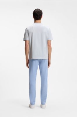 Stretch-cotton T-shirt with contrast logo, Light Grey