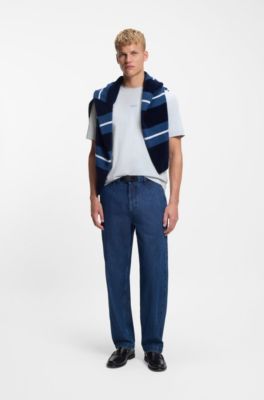 Camiseta de algod&oacute;n el&aacute;stico con logo en contraste, Gris claro