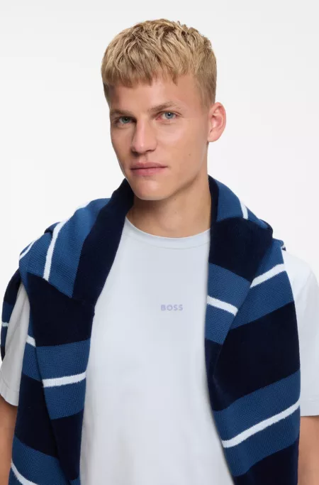 T-shirt en coton stretch avec logo contrastant