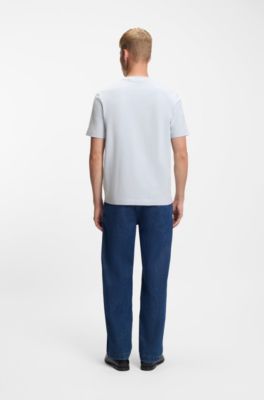 T-shirt en coton stretch avec logo contrastant, Gris chin&eacute;