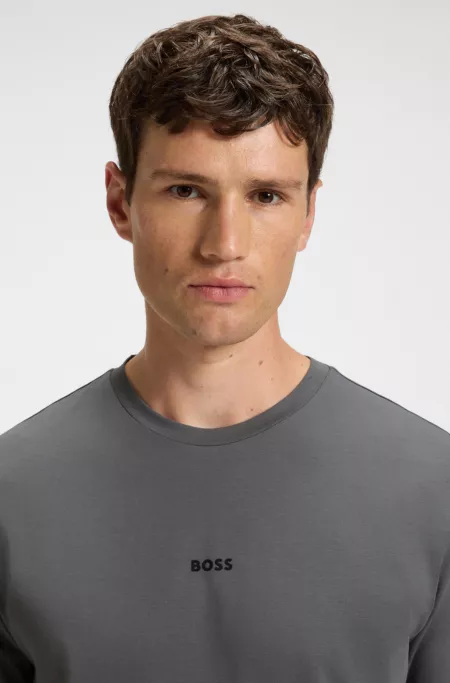 T-shirt en coton stretch avec logo contrastant