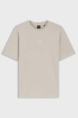 T-shirt in cotone elasticizzato con logo a contrasto, Grigio chiaro