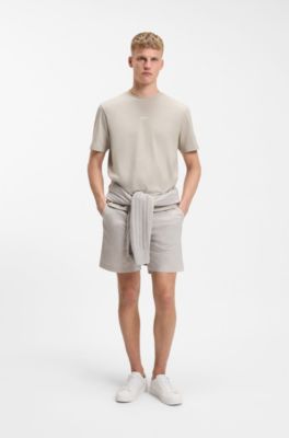 T-shirt in cotone elasticizzato con logo a contrasto, Grigio chiaro